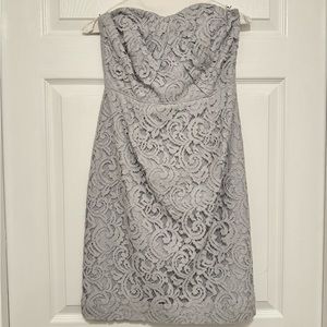 J Crew Grey lace strapless dress/Bridesmaid